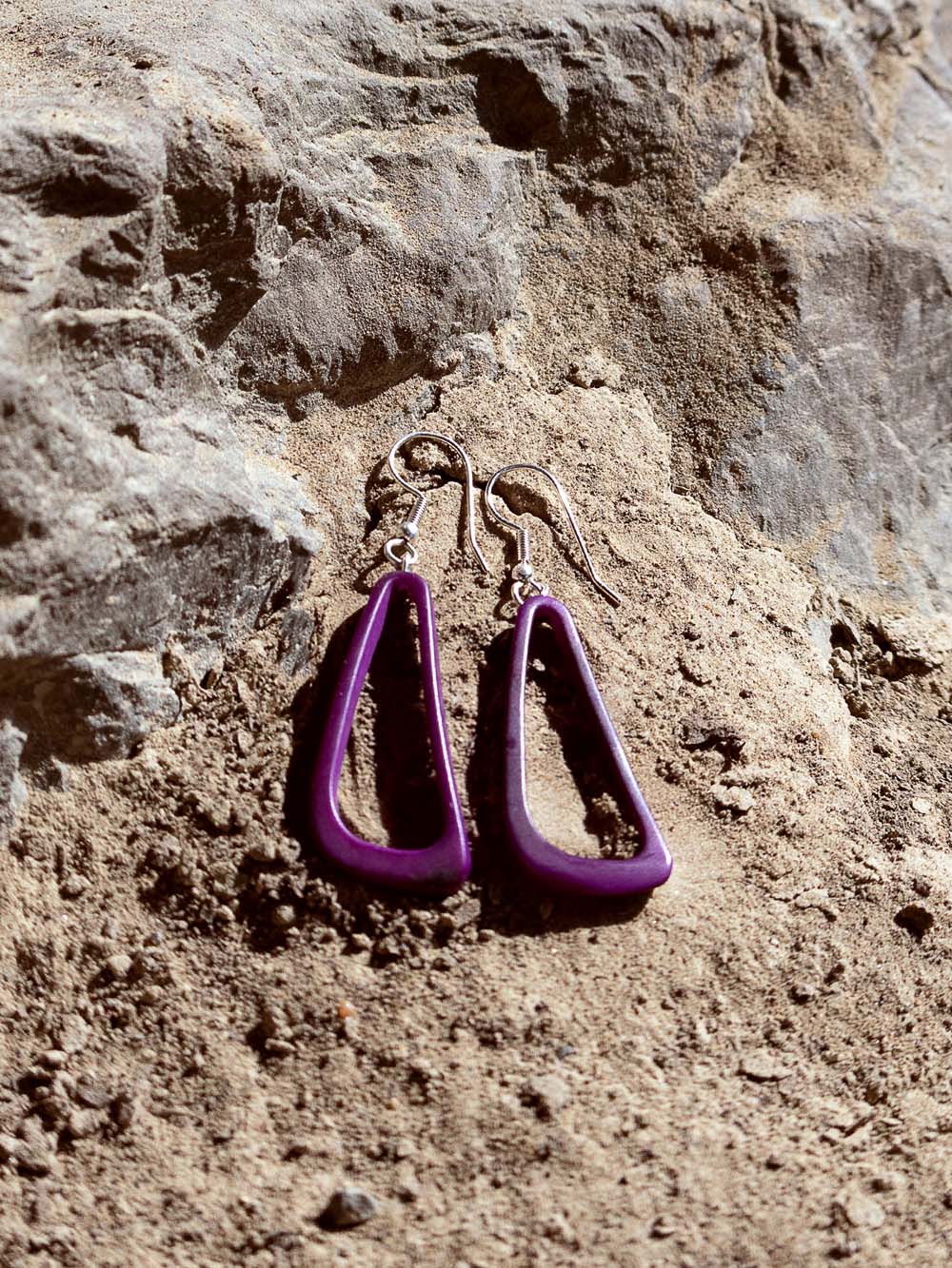 Earrings Celiret purple - LaTagua nut silver