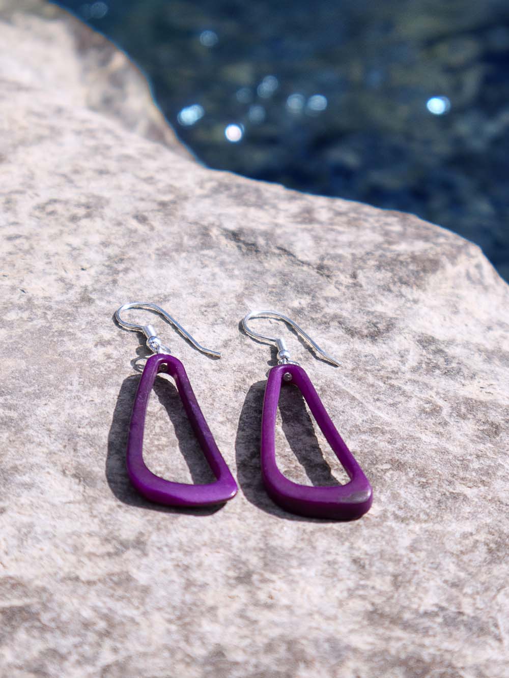 Earrings Celiret purple - LaTagua nut silver