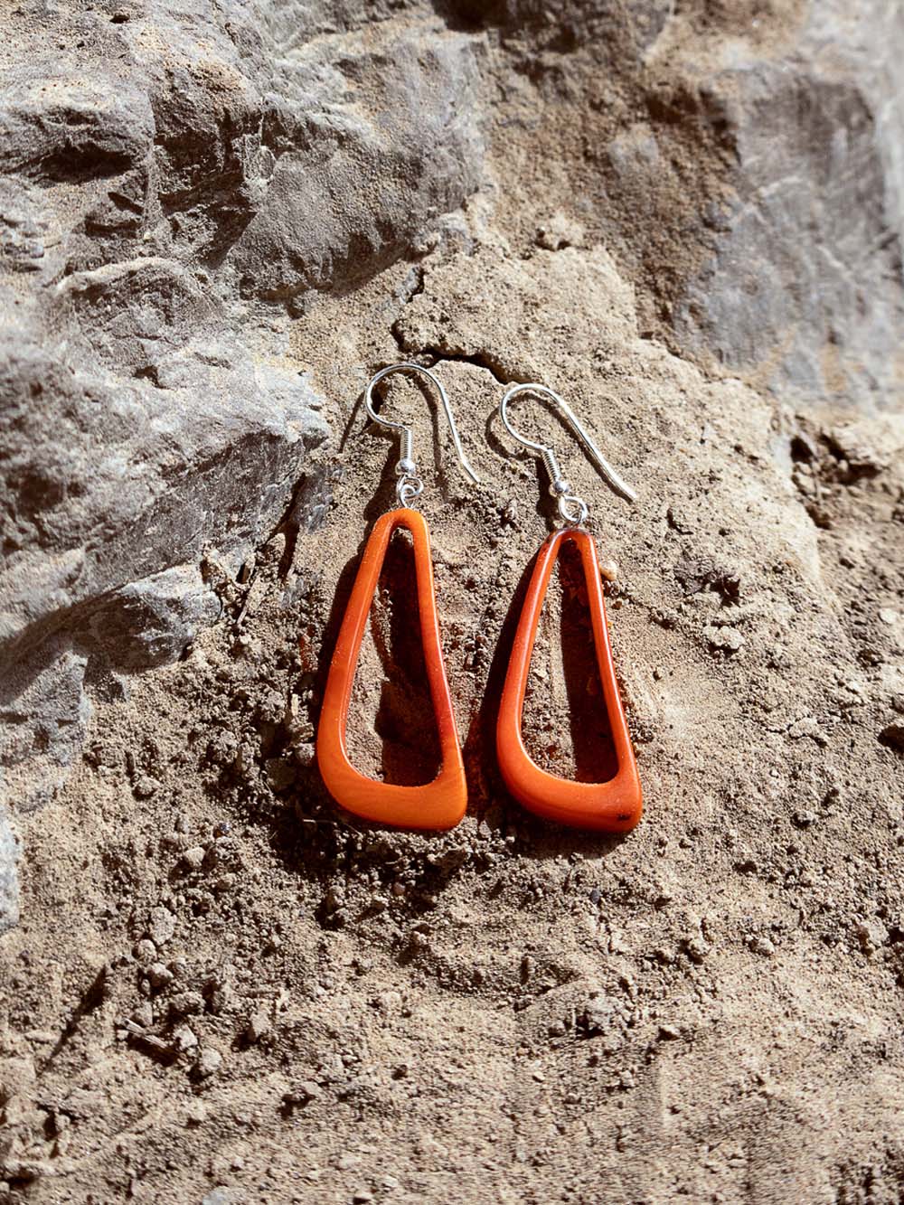 Ohrringe Celiret orange - La Tagua Nuss silber