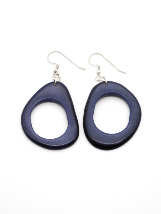 Earrings Donaret dark blue - LaTagua nut earrings silver