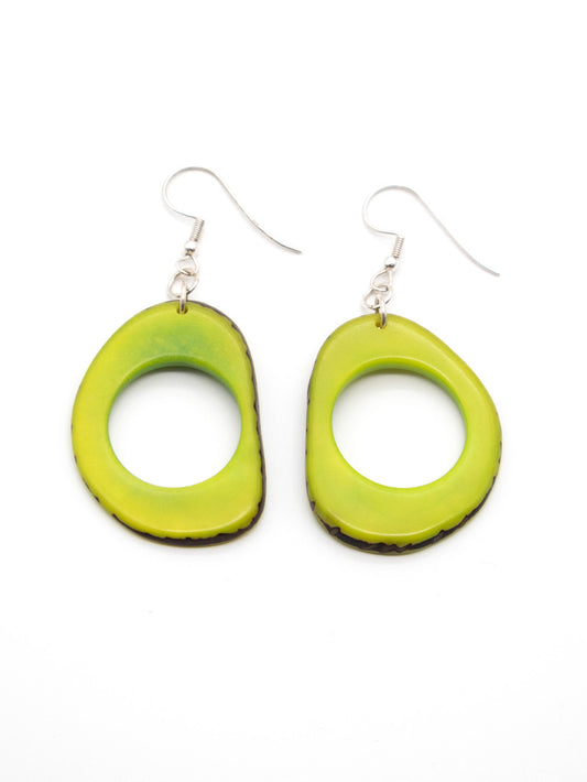 Earrings Donaret apple green - LaTagua nut earrings silver