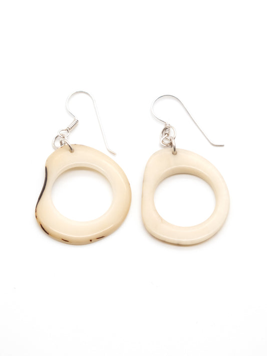 Earrings Donaret natural white - LaTagua nut earrings silver