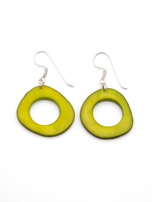 Earrings Doniret green - LaTagua nut earrings silver