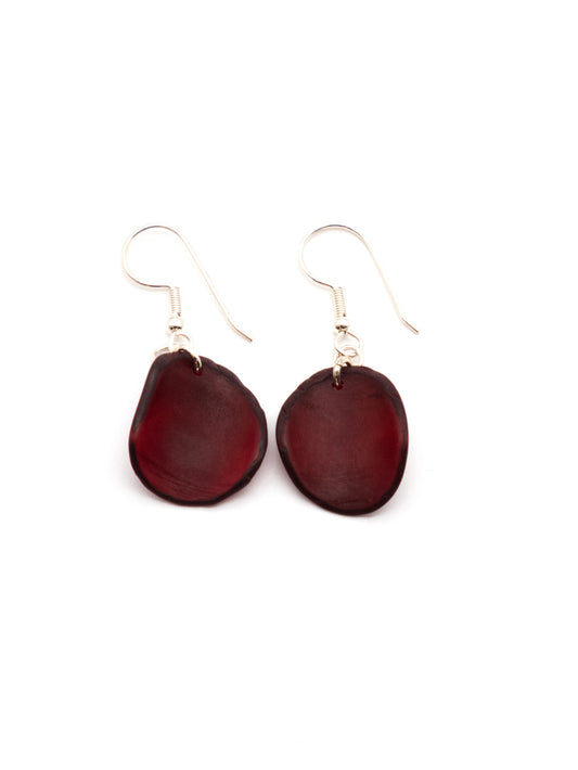 Earrings Lararet brodeaux - LaTagua nut silver