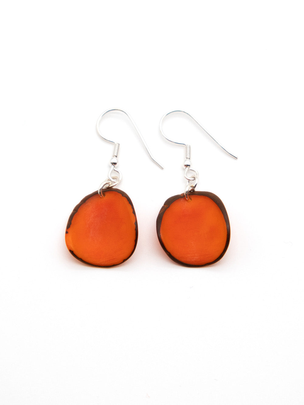 Ohrringe Lararet orange - La Tagua Nuss silber