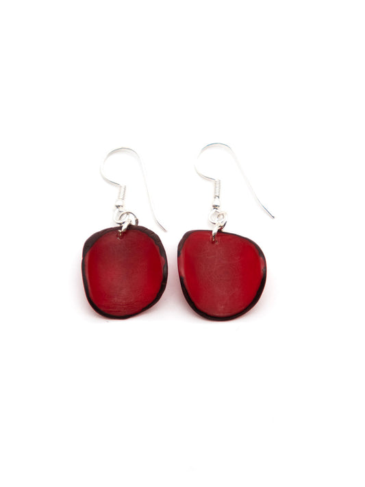 Earrings Lararet red - LaTagua nut silver
