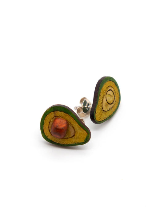 Stud earrings Malambito Avocado - LaTagua nut earrings silver