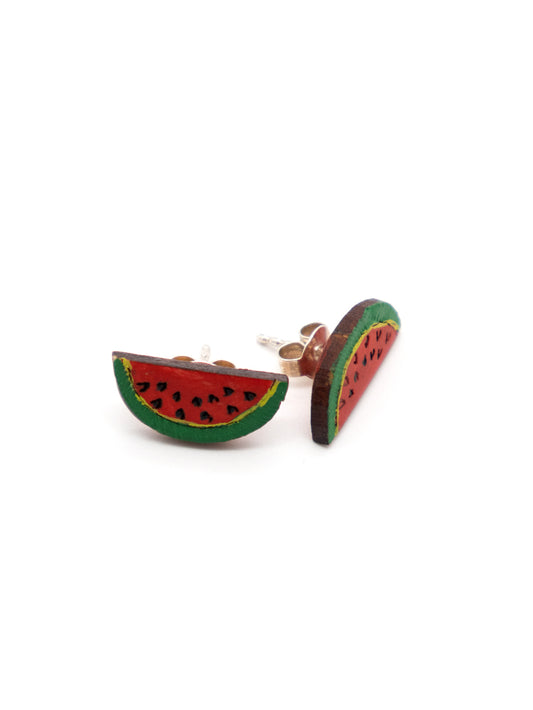 Stud earrings Malambito melon - LaTagua nut earrings silver