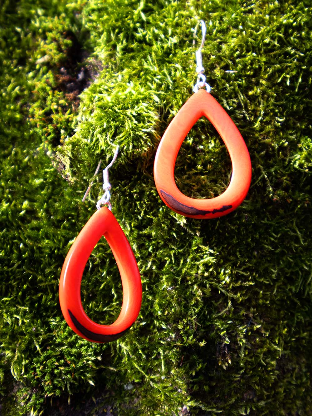 Ohrringe Samyret orange - La Tagua Nuss silber