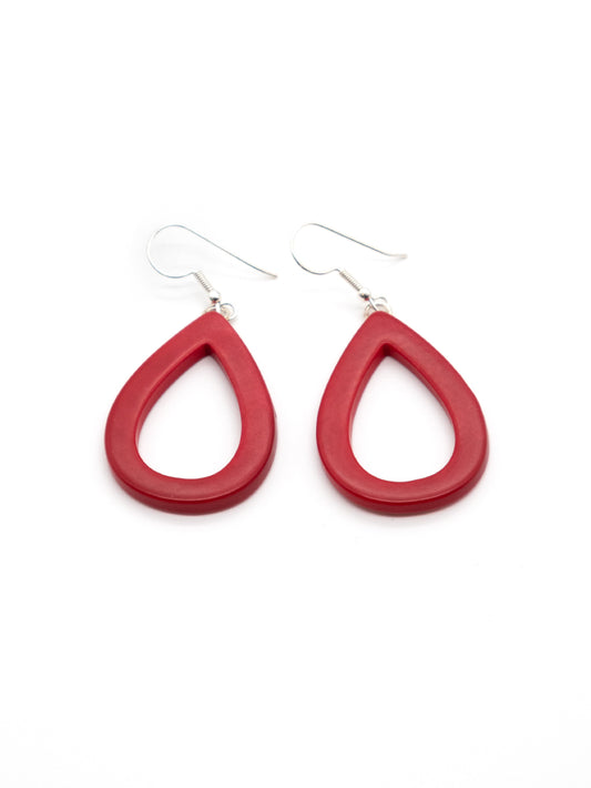 Earrings Samyret red - LaTagua nut silver