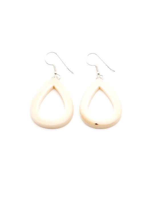 Earrings Samyret white - LaTagua nut silver
