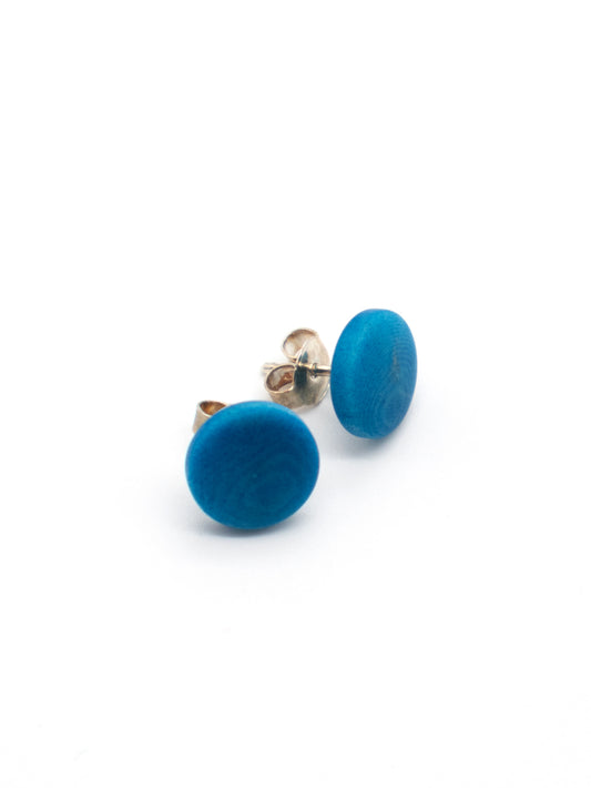 Stud earrings Topo blue - LaTagua nut earrings silver