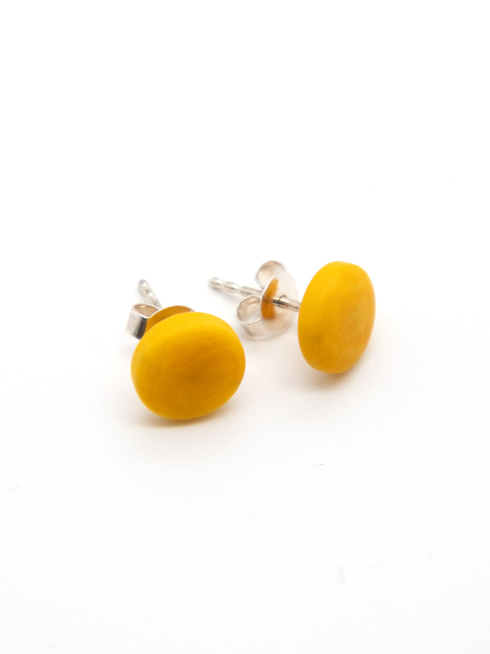 Stud earrings Topo yellow - LaTagua nut earrings silver