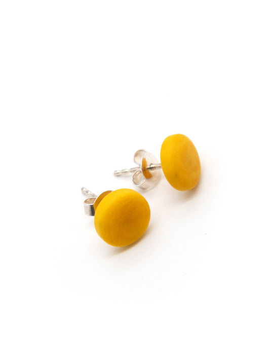 Boucles d'oreilles puces Topo jaune - Boucles d'oreilles noix LaTagua argent