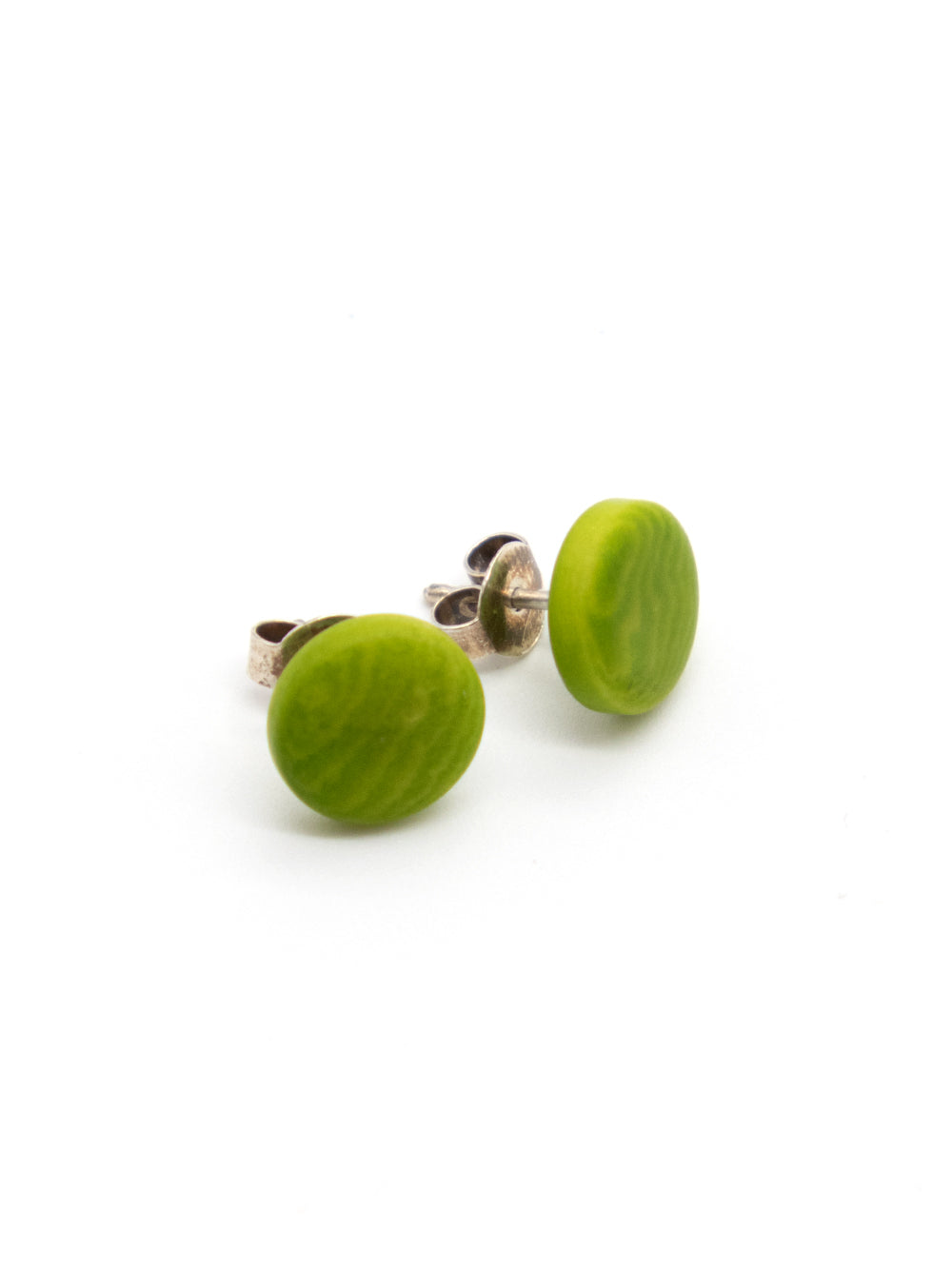 Boucles d'oreilles puces Topo vert - Boucles d'oreilles noix LaTagua argent