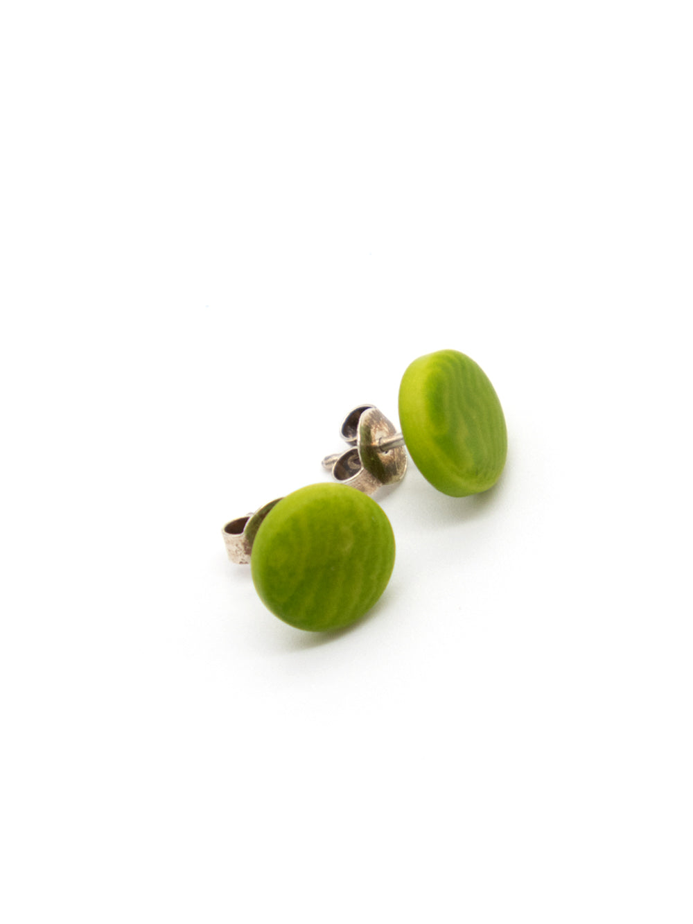 Boucles d'oreilles puces Topo vert - Boucles d'oreilles noix LaTagua argent
