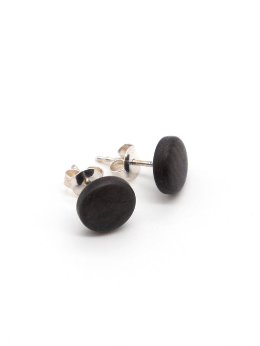 Stud earrings Topo black - LaTagua nut earrings silver