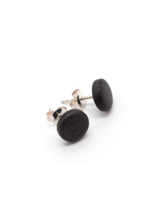 Boucles d'oreilles puces Topo noir - Boucles d'oreilles noix LaTagua argent