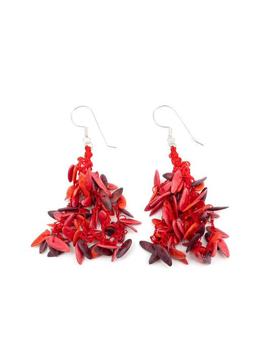 Ohrringe Tenzaret rot Silber - Melonenkerne - La Tagua