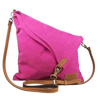 Handbag with modern flapover magenta